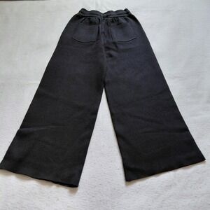 Ellandemm Black Wide Leg‎ Knit Pants XXS Soft Modal Acrylic Drawstring Cozy